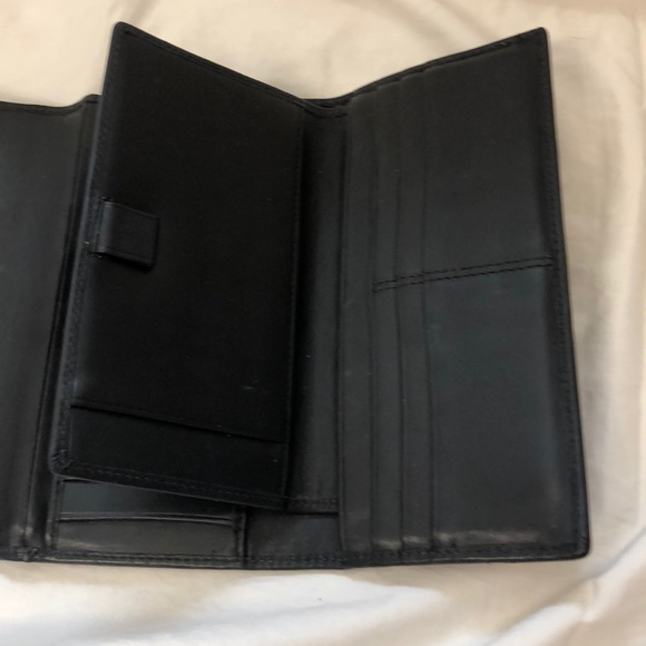 Coach Bags Authentic Black Leather Coach Checkbook Wallet Poshmark